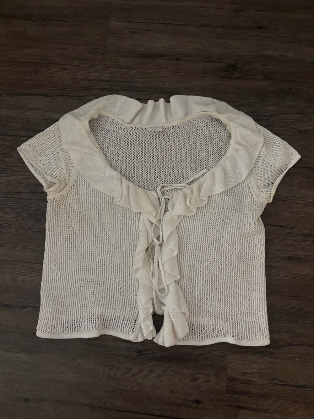 wild fable Cream Ruffled Tie-Front Knit Top